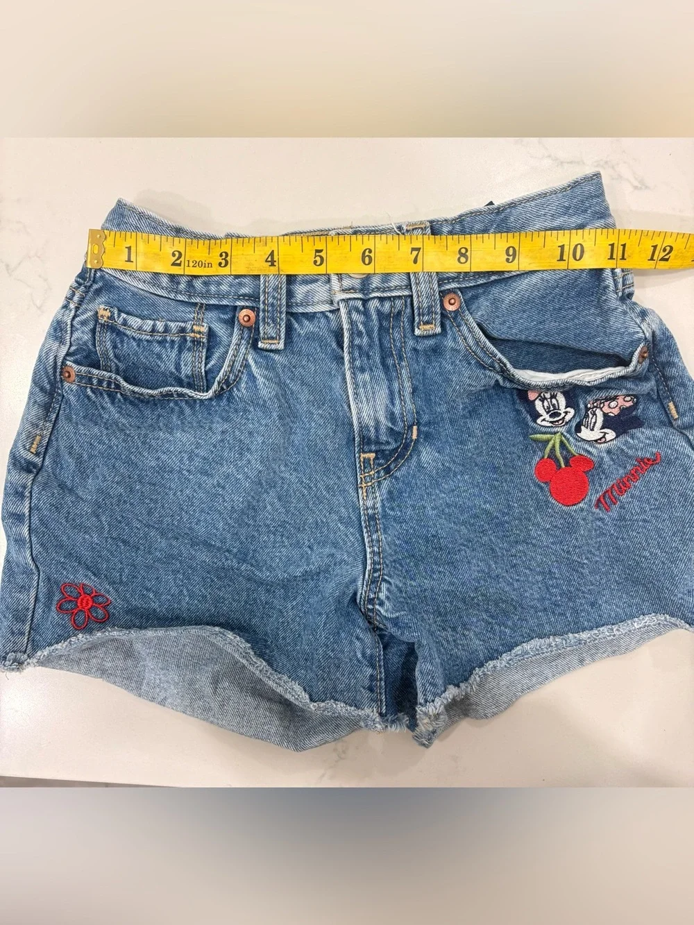 Old Navy x Disney Minnie High-Waisted Cutoff Jean Shorts for Girls Size 10
